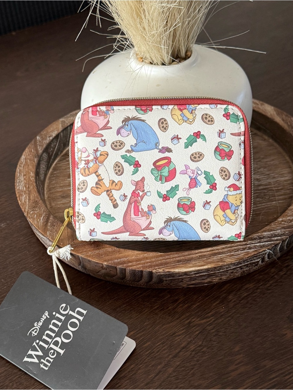 Loungefly Disney Winnie the Pooh Holiday Zip Wallet - White, Red, Green - Picture 3 of 5